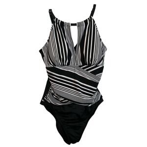 Bal Harbour black and white one piece swimsuit, women’s.